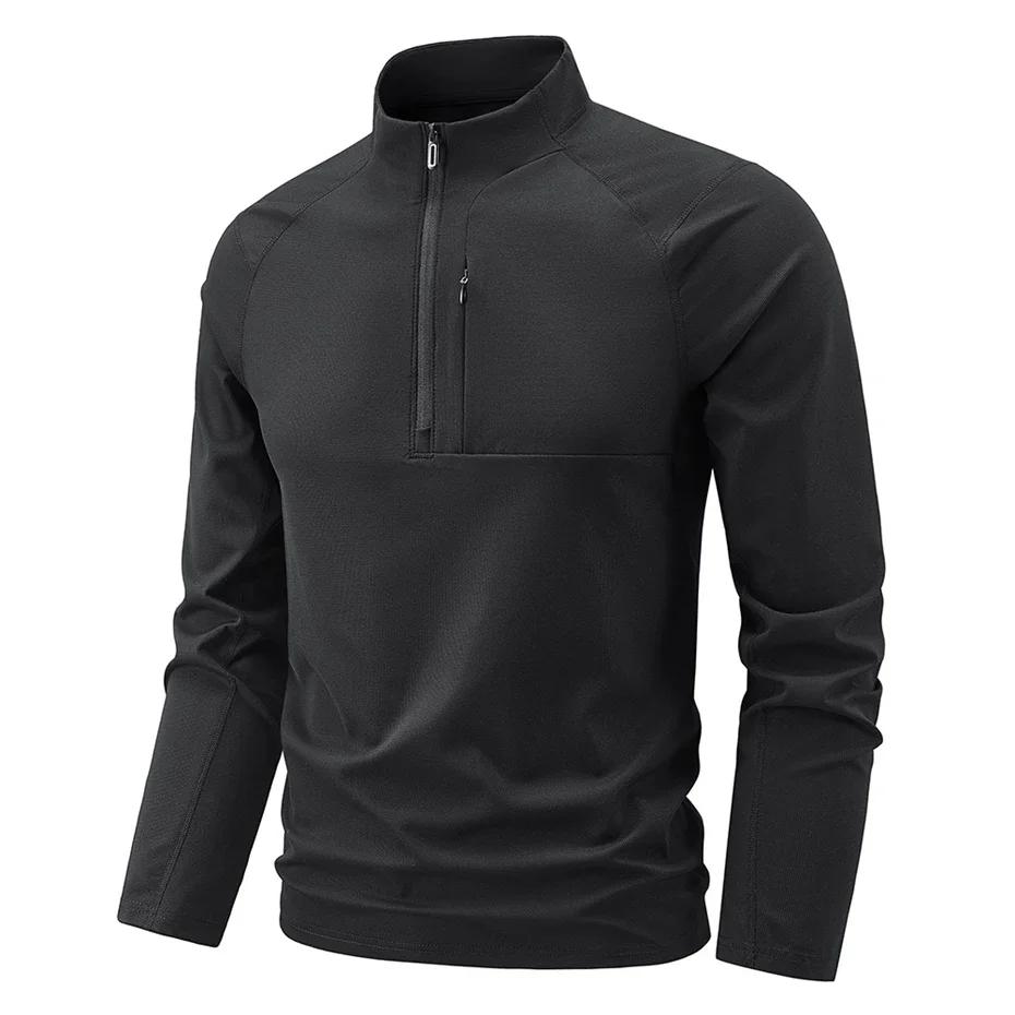 Quick Dry Men's Polo Shirt Stand Collar Pullover Male Long Sleeve Half Zipper Spring Big Size Plus Large 6XL 7XL 8XL Sport Golf