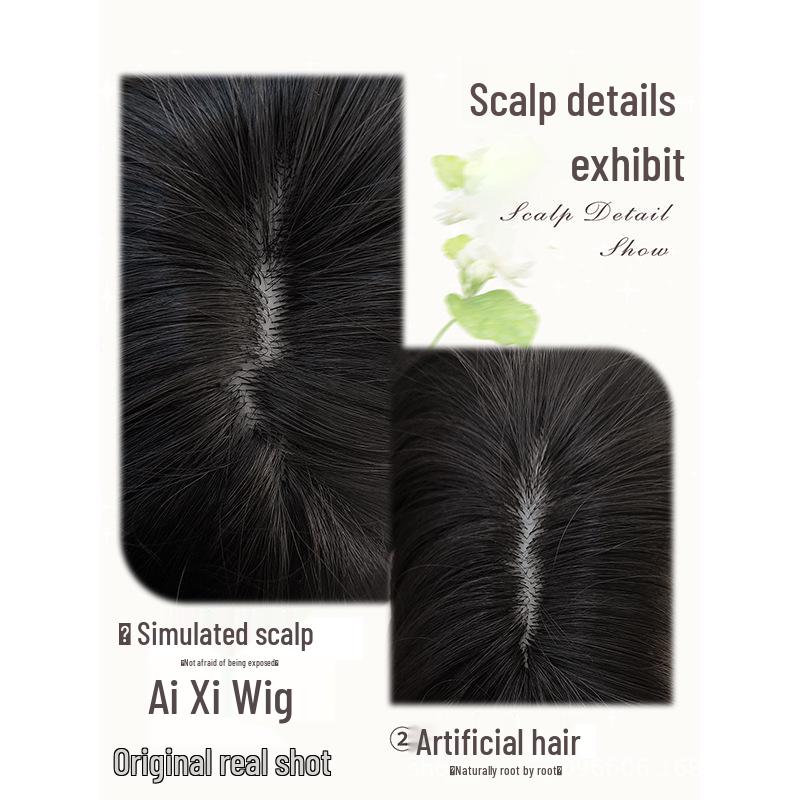 Long Straight Black Tea Lolita Wig for Women with Full Bangs and Natural Scalp