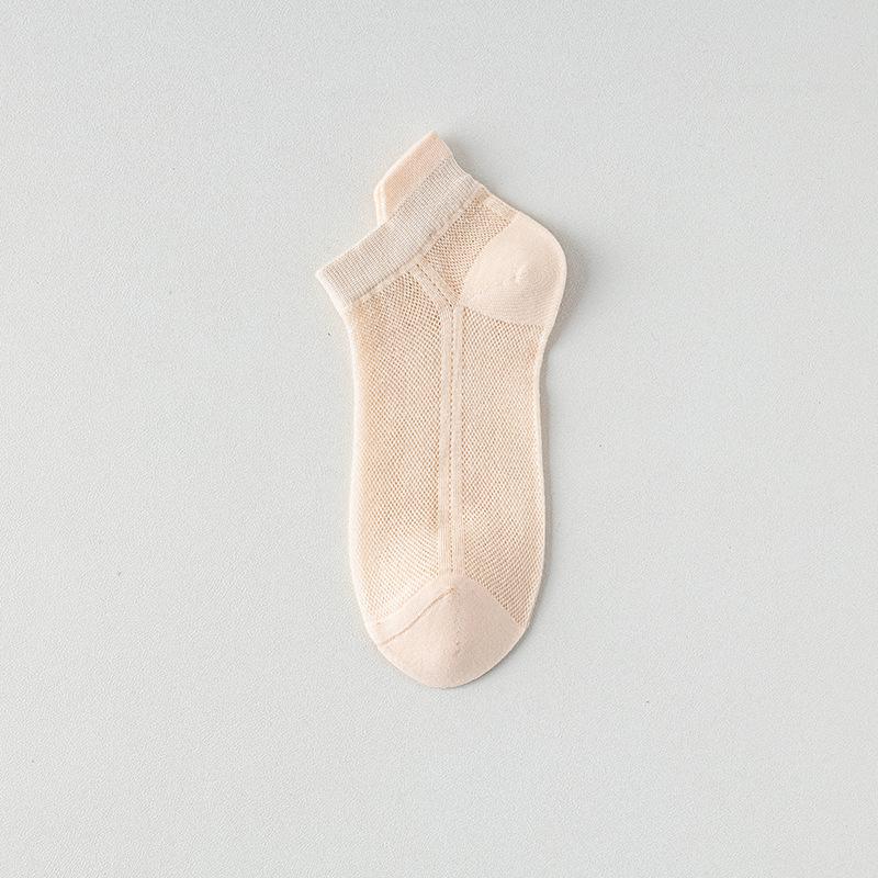 

Женские летние сетчатые тонкие, прохладные, дышащие носки с нескатывающейся пяткой, бесшовные носки до бедра из чистого хлопка 1 pair телесный