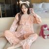 Conjunto de pijama feminino de veludo manga longa renda doce princesa estilo palácio roupa de dormir roupa de dormir solta casual pijama de veludo