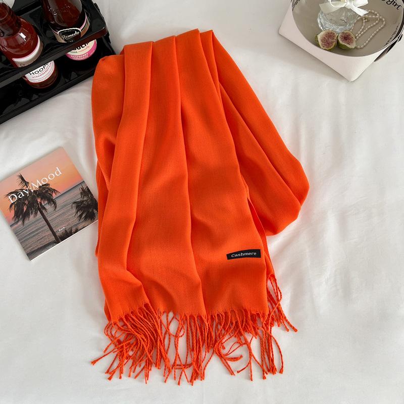 Green winter new solid color imitation cashmere scarf versatile gift men's and women's shawl tide