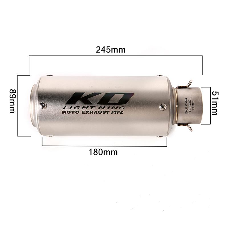 Universal 51/60MM Motorcycle KO Exhaust Stainless Steel Muffler Pipe With DB Killer For Z900 R3 R25 MT07 MT09 R1 Z400 Z650