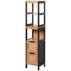 Bathroom Storage Column Cabinet Cozy Style Dim. 30L X 30W X 144H Cm 3 Shelves 2 Drawers Bamboo Black