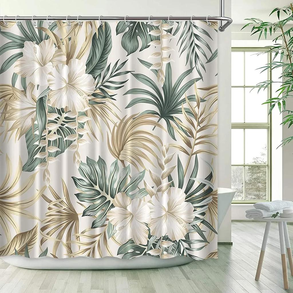 Tropical Paradise Shower Curtain, Exotic Plants & Animals, Waterproof for Bathroom Decor, Enhance Home with Nature's Beauty