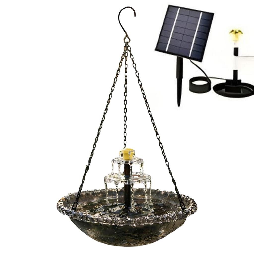 Hängende Solar-Vogeltränke Vogelbad Schale mit Solarbetriebener Pumpe für Außenbereich Garten Hinterhof Terrasse Rasen Wildtier Futterspender
