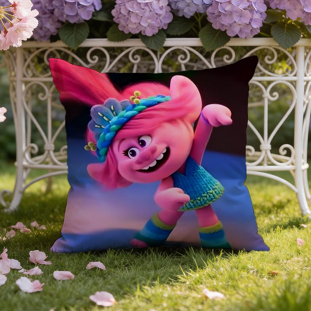 Anime T-TrollsS Cartoon Cushion Cover Home & Car Dual-Scene Pillow Cover: Reversible for Premium Comfort