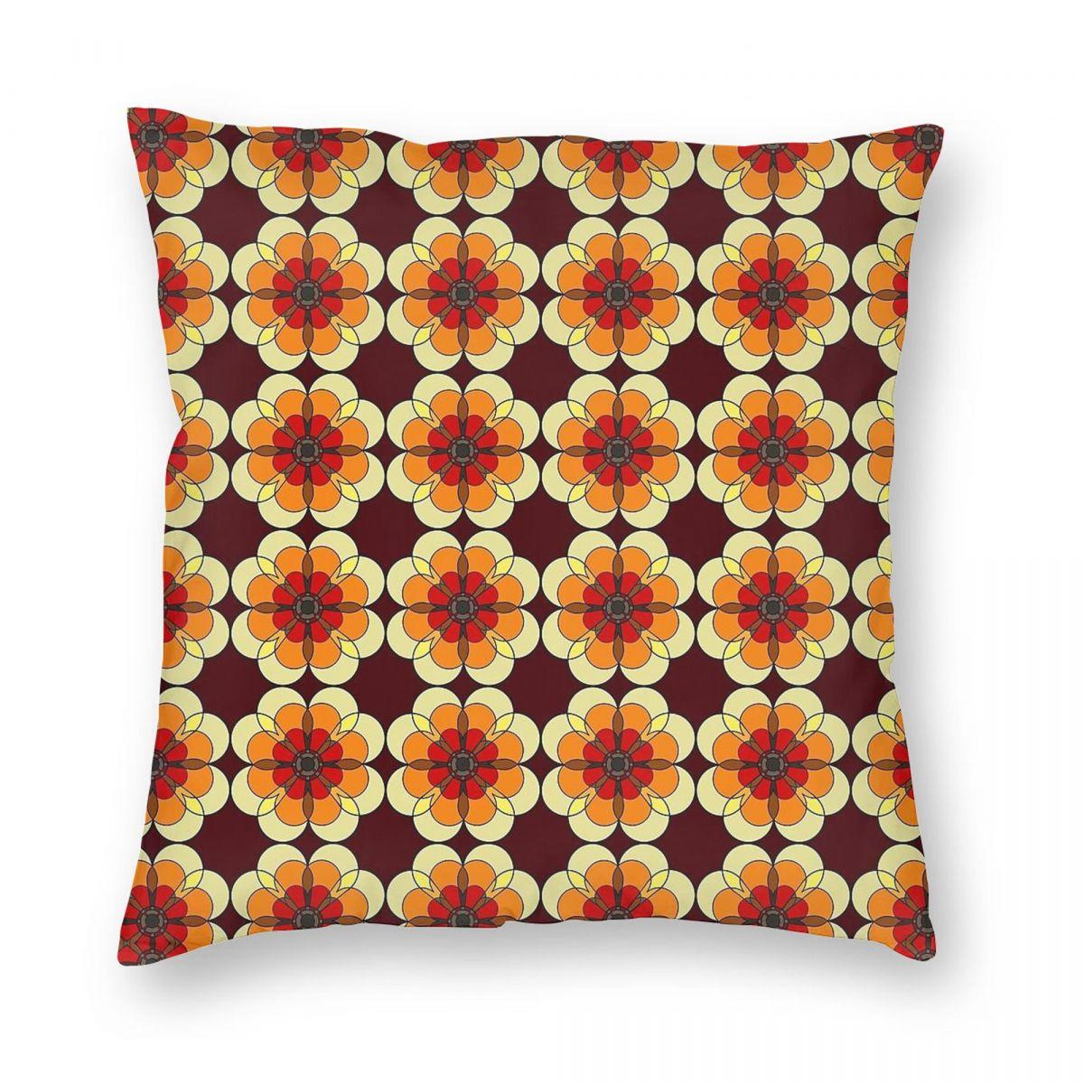 Retro Marigold Square Pillowcase Polyester Linen Velvet Printed Zip Decor Throw Pillow Case Sofa Cushion Case 30x30cm