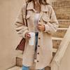 New European and American winter open-button lapel plush jacket loose temperament long coat women