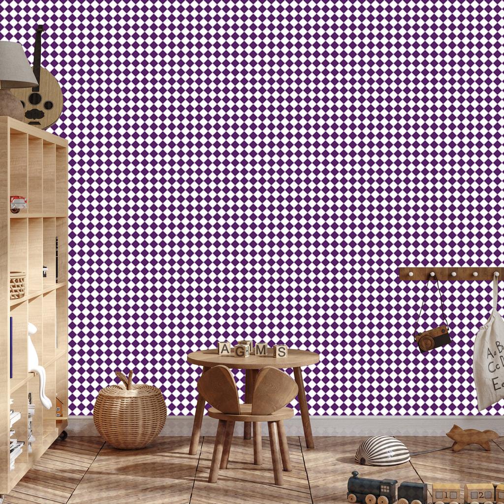 Geometric Rhombus Wallpaper Purple, White and Light Gray 50x1000