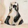 Women Plus Size Square Neck Long Sleeve Printed Tie Waist A Line Dress