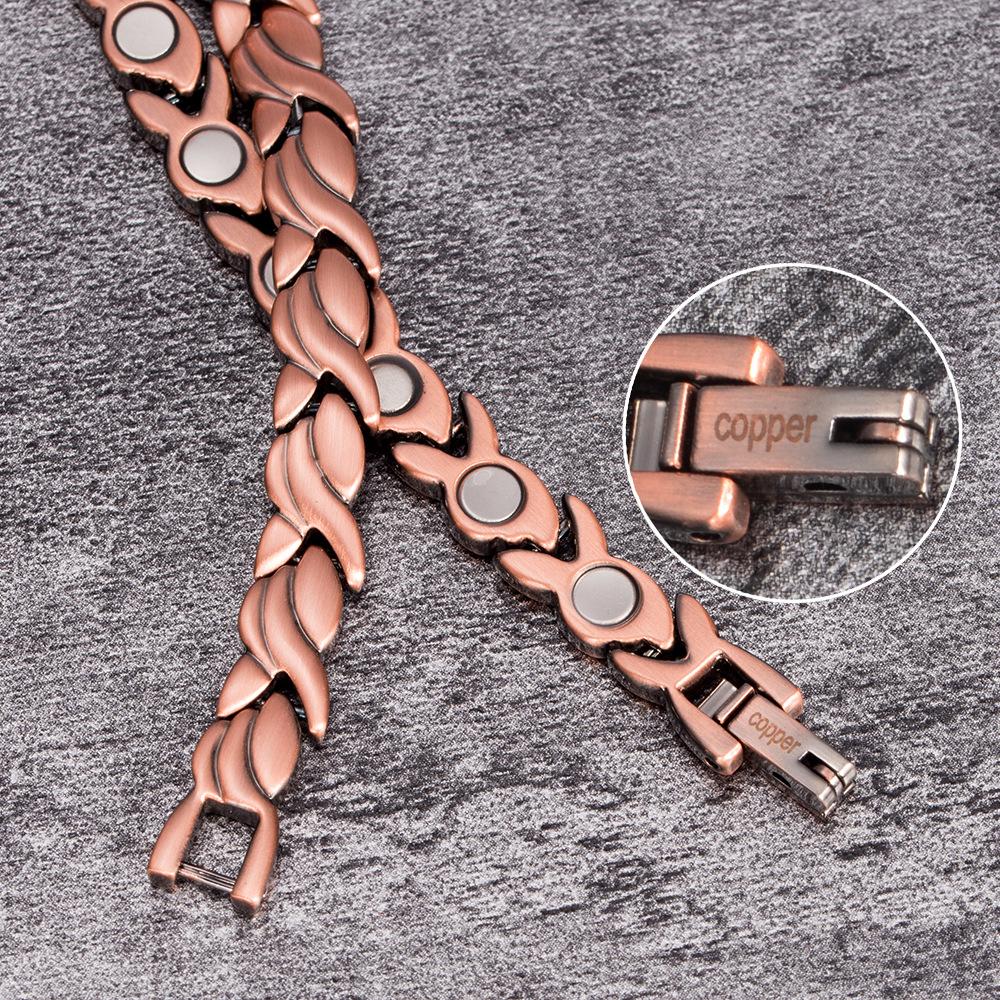 Red Copper Magnetic Energy Bracelet with Retro Stones