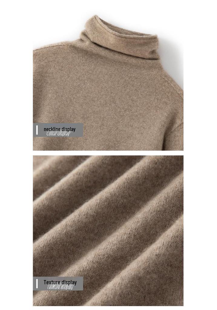 Women's 100% Pure Cashmere High Neck Sweater - Warm, Versatile Pullover for Autumn/Winter.