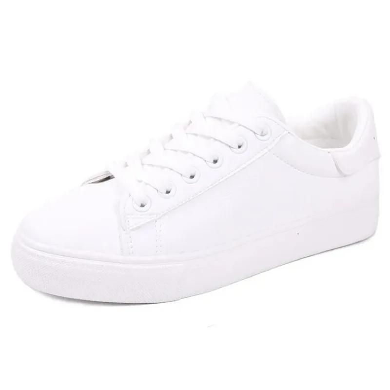 Fashion Women Sneakers 2025 Fashion Breathble Vulcanized Shoes Pu Leather Platform Shoes White Lace Up Casual Shoes Zapatos Mujer