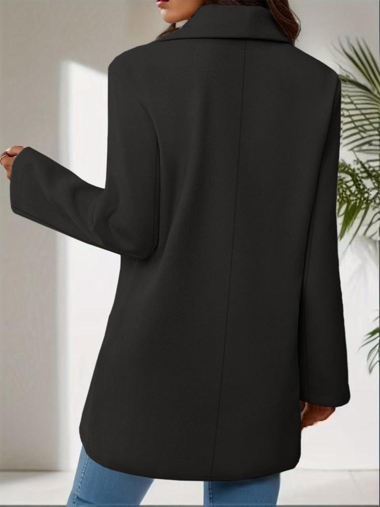 2025 Herbst Winter Damenmode Einfarbig Revers Strickjacke Wollmantel