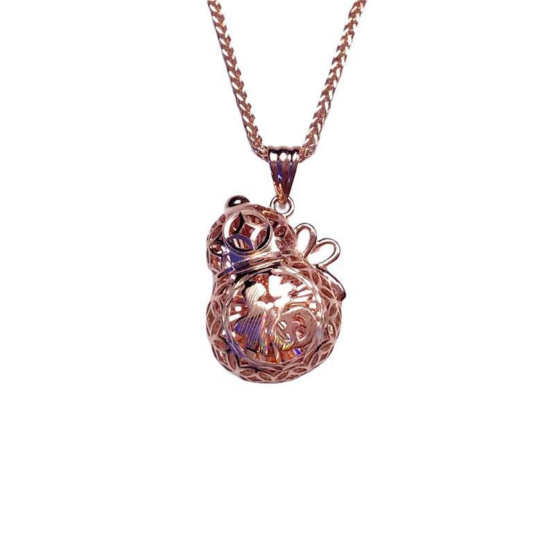 Exquisite Rose-Plated Three-Dimensional Gourd Pendant Russian Purple Gold Classic Fashion 585 Colored Gold Blessing Necklace