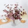 Round Leaves Fake Plants Background Flower Silk Eucalyptus Leaf Artificial Flowers  Home Decoration