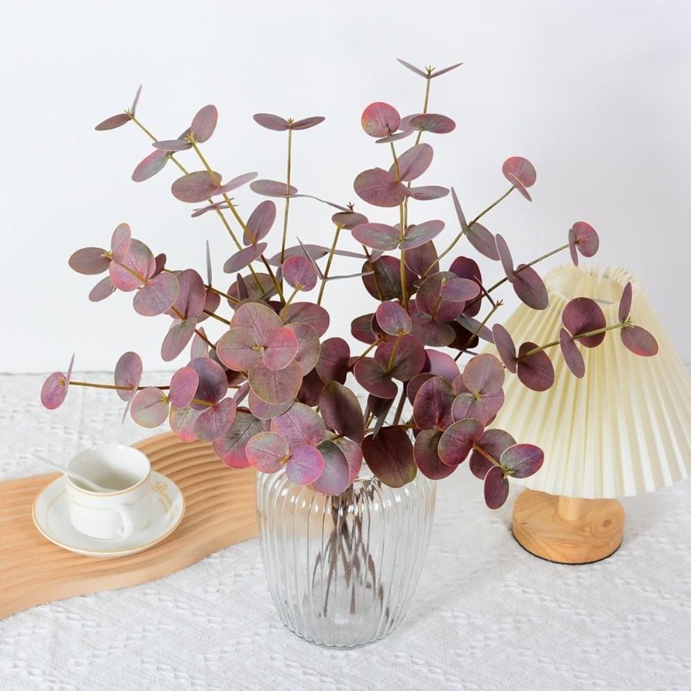 Round Leaves Fake Plants Background Flower Silk Eucalyptus Leaf Artificial Flowers  Home Decoration
