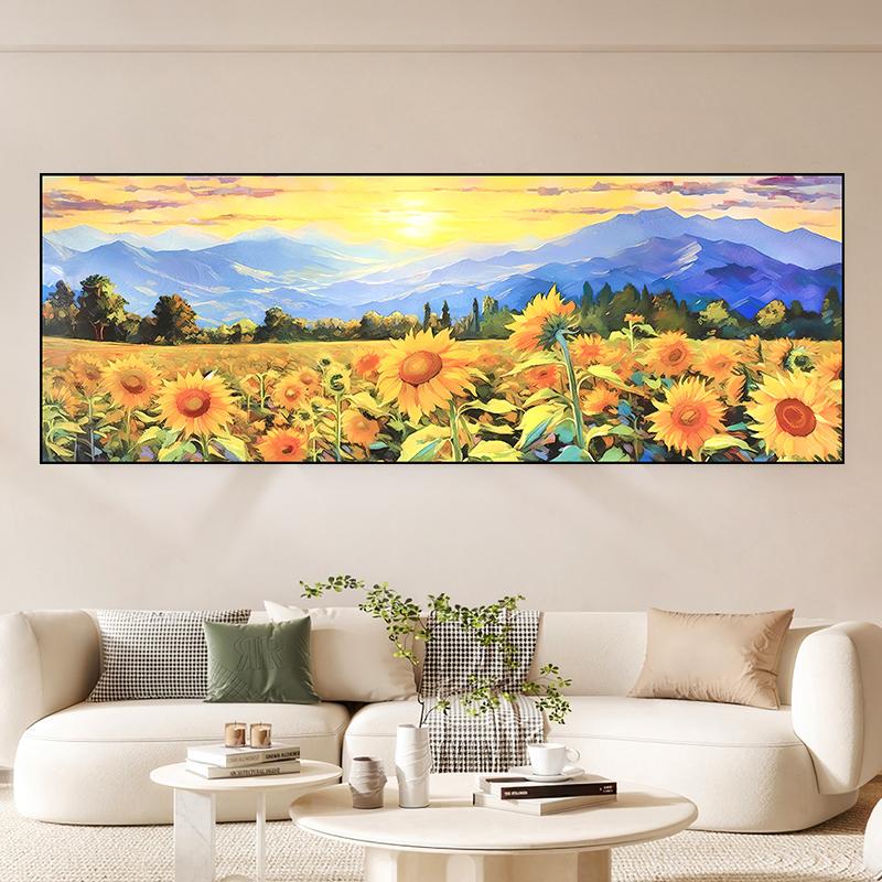 Sunflower Wall Art: Elegant Aluminum Alloy Frame for Living Room Décor