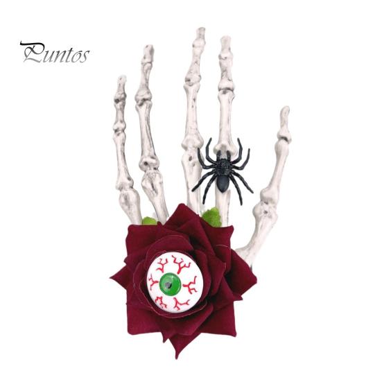 Halloween Skeleton Hand Hairpin Rose Flower Spider Hair Clips Skull Eyeball Day of The Dead Headwear Cosplay Accessory Party Decor