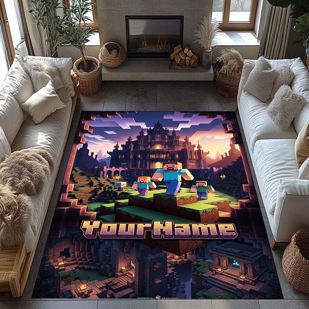 Minecraft 57 Customize Text Floor Rug Office Rug Suitable for Outdoor Balcony Dining Room Bedrooms Antislip Carpet Anime Office Decor