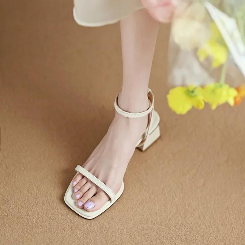 Sandals Woman Summer chunky heels 2024 Gladiator Open Toe Beach Flats Footwear
