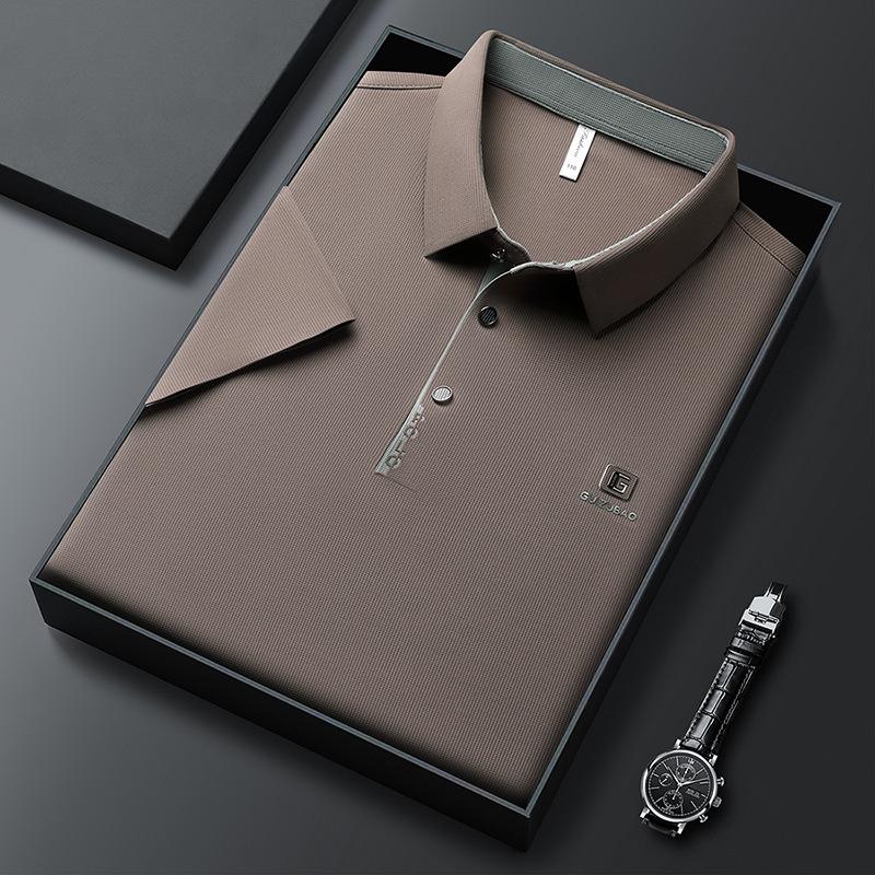 Nahtloses Poloshirt Herren High-End Medium Herren Casual Kontrastfarbene Knopfleiste Revers Kurzarm T-Shirt