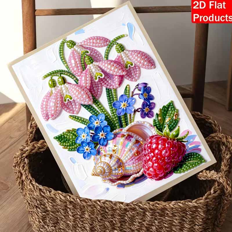 Floral seashell raspberry pearl painting handmade DIY 5D creative ornaments living room home decoration painting