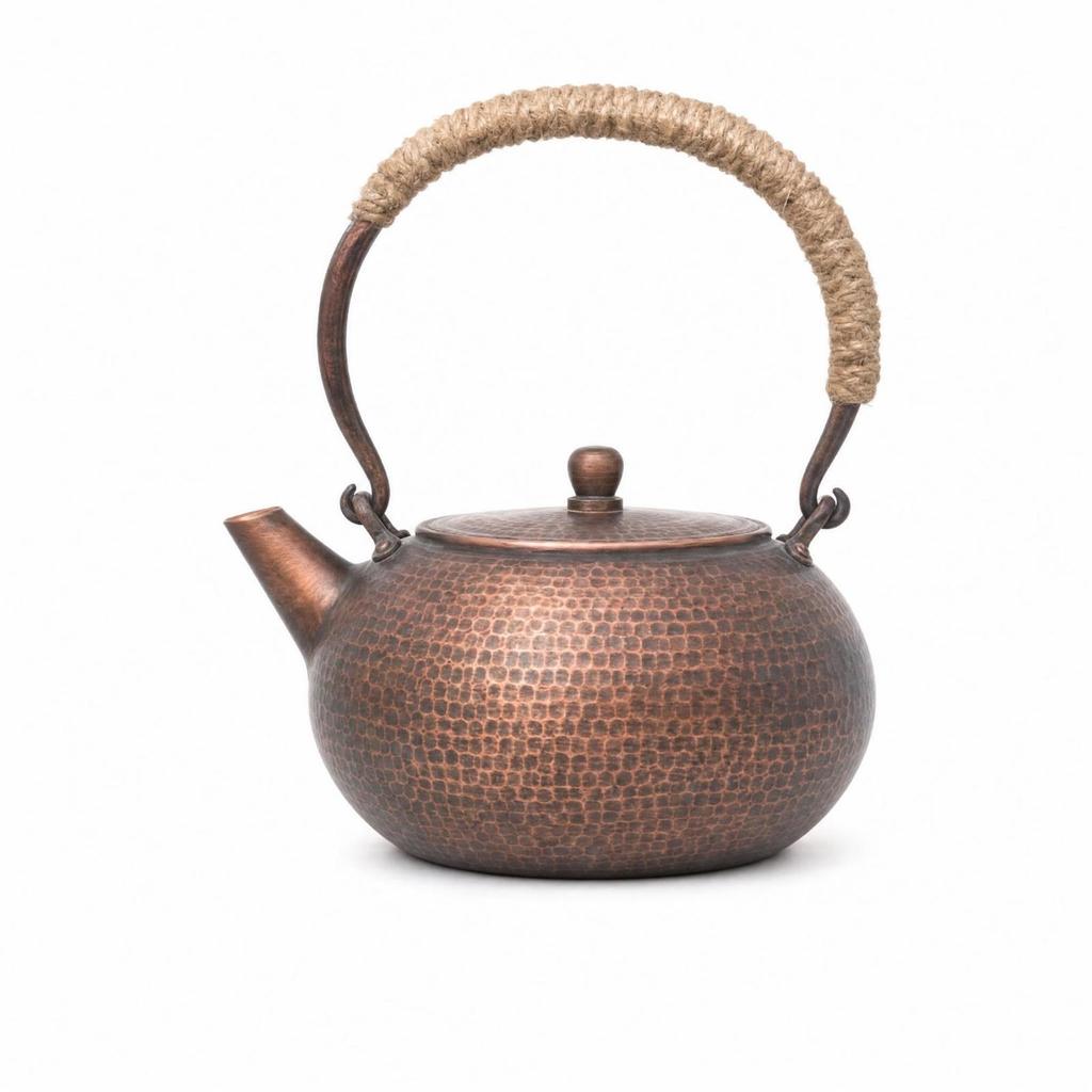 Chinese Tea Ceremony Kettle Handcrafted Hammered Copper for Collectors, Kitchen