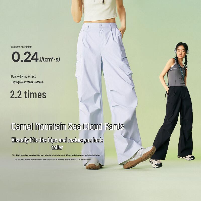 Camel Cool-Feel Cargo Wide-Leg Pants