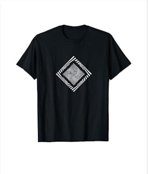 Twisted Squares Design Hypnotizing Abstract Optical Art T-Shirt S