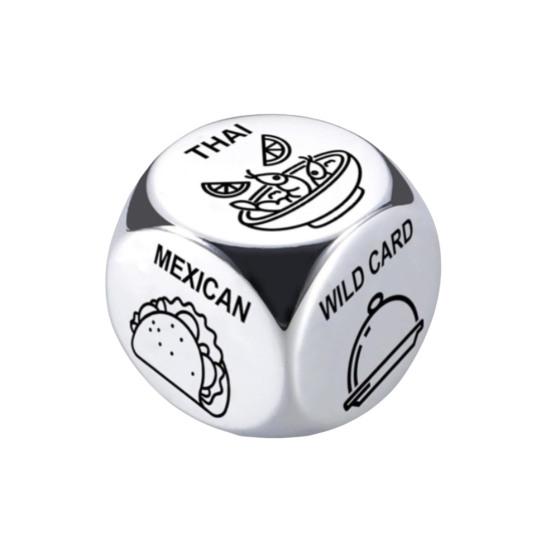 1/2/3Pcs Stainless Steel Food Decision Dice 6 Sides Barbecue Mexican American Seafood Italian Chinese Dinner Decider Dice