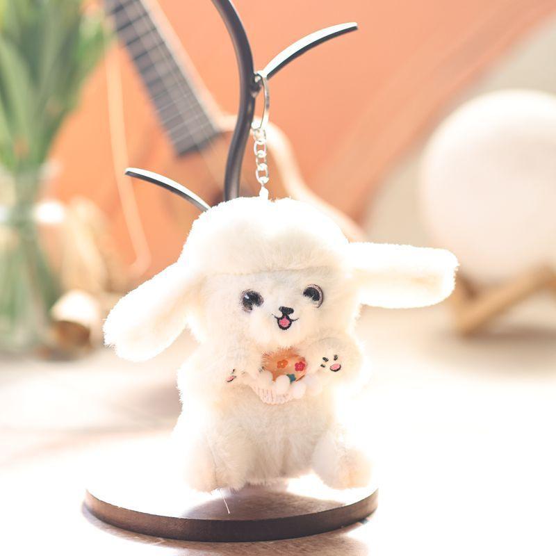 

Adorable Puppy Stuffed Doll With Scarf For Bag Decoration And Gifts White