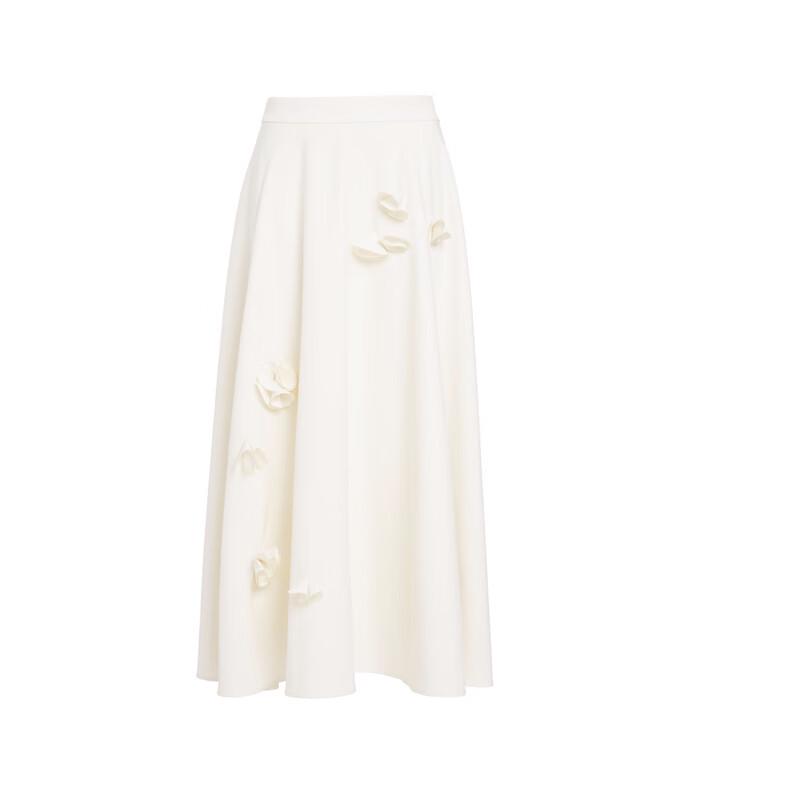 ELLASSAY Elegant Embroidered A-line Floral Midi Skirt