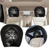2 pieces of realistic car headrest covers with cute cats showing their faces, washable and stretchable, car interior decoration