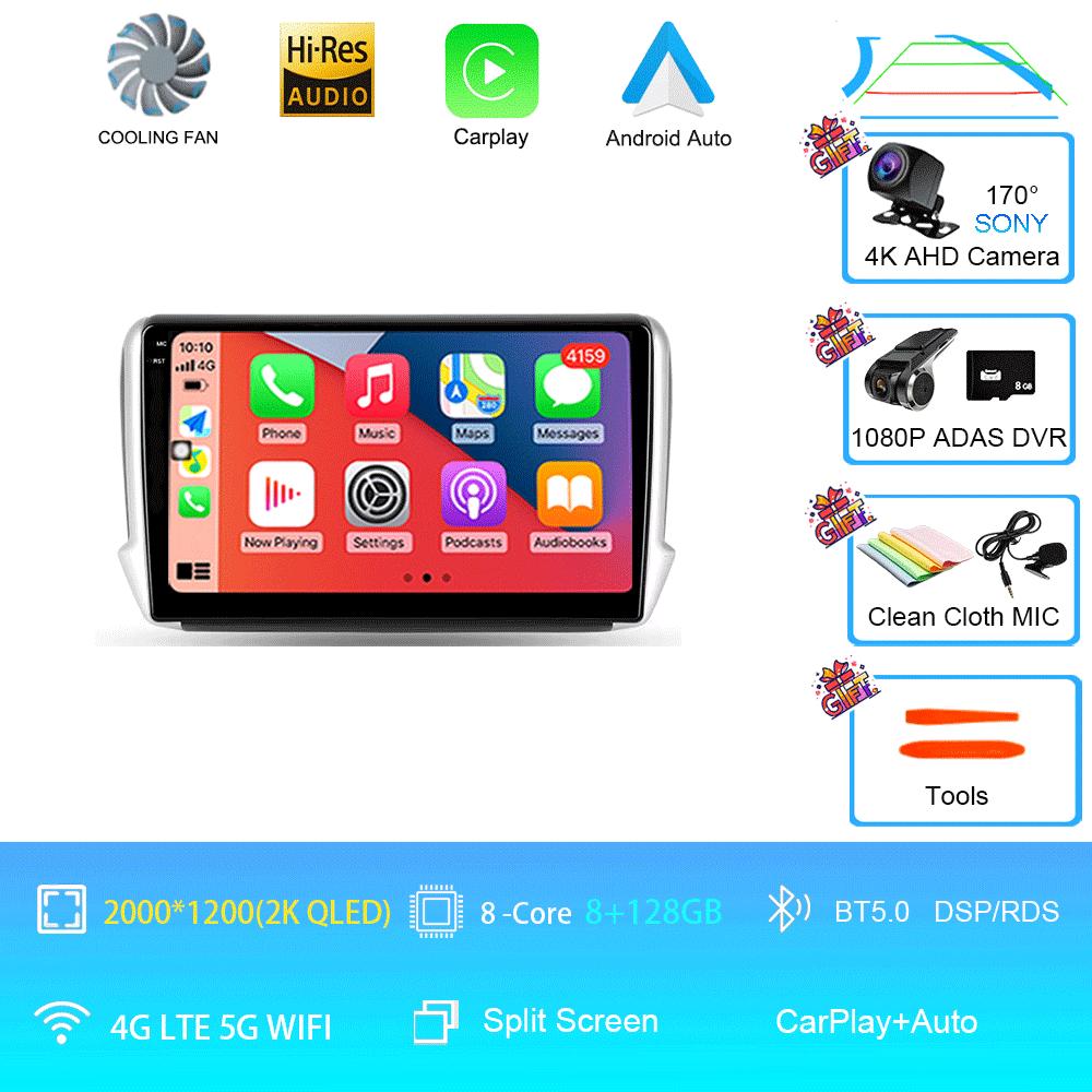 Car Radio Android 14 2 Din Video For Peugeot 2008 208 Multimedia System 2012 - 2018 GPS Navigation Autoradio WIFI 4G FM Carplay