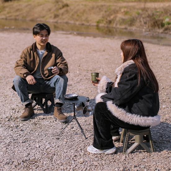 Detachable Camping Table with Tripod Storage Bag Heavy Duty Lightweight Aluminum Alloy Outdoor Picnic Portable Round Dining Table