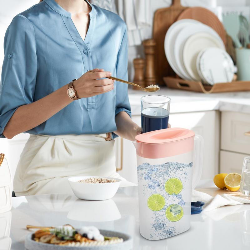 

Кувшин для холодного чая 2500 мл Кувшин для ледяного лимонада для холодильника Термостойкий Жаростойкий Кувшин для холодильника Кувшин для воды для соевого молока Кофе розовый