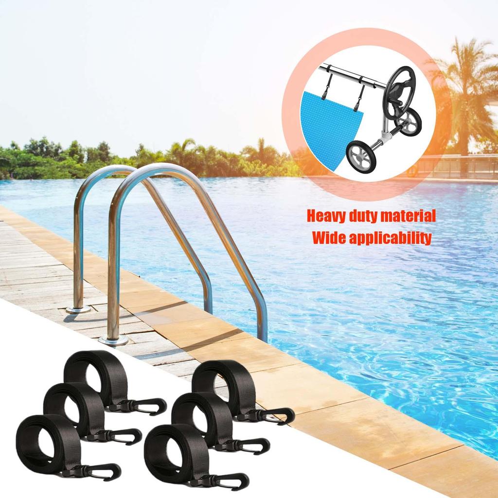 Solar Cover Reel Straps Solar Cover Attachment Kit Including 6 Webbing 6 Clips 6 Buckle Easy Installation