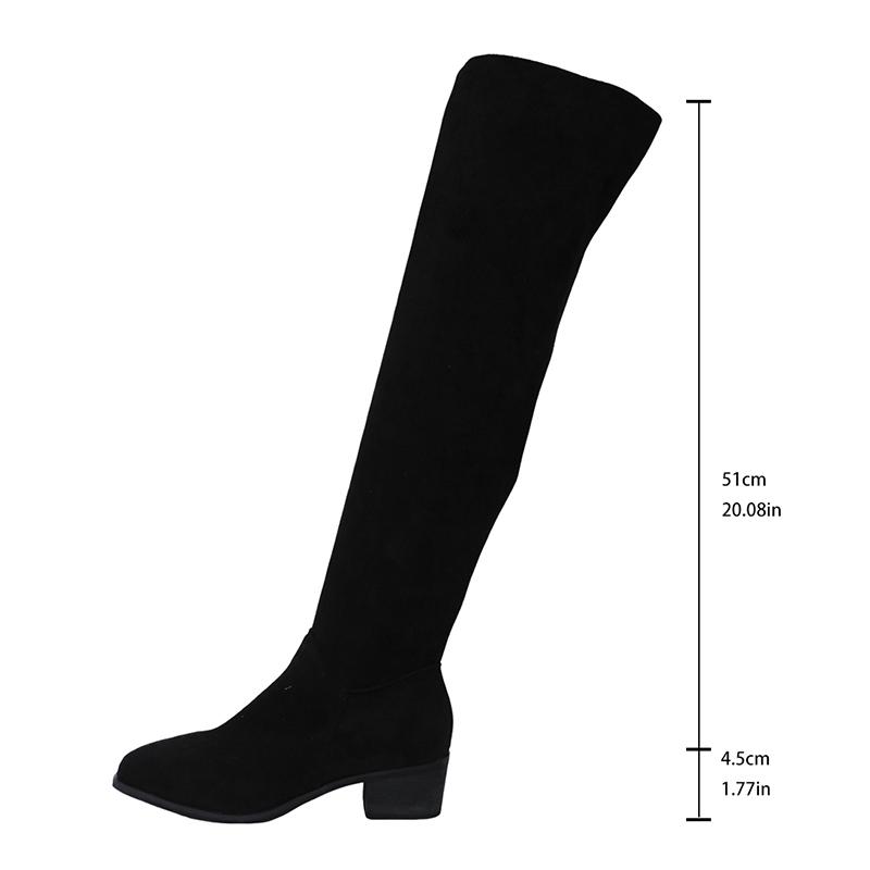 

Fashion Fashion Thick Heels Over The Knee Boots Women Autumn Winter Zippers Vintage Long Botas Mujer Stretch Slim High Tube Boots 2025 35 чёрный