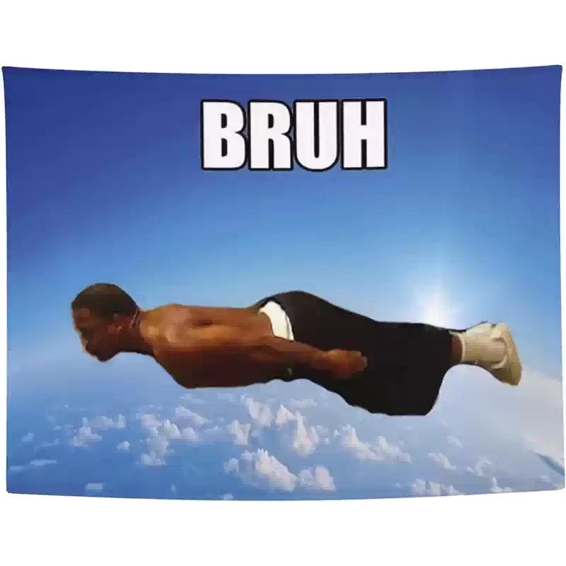 

VIKAMA BRUH Flying Man Meme Tapestry Funny Viral Meme Wall Hanging for Bedroom Dorm Gaming Room Decor 74x94cm(29x37in)