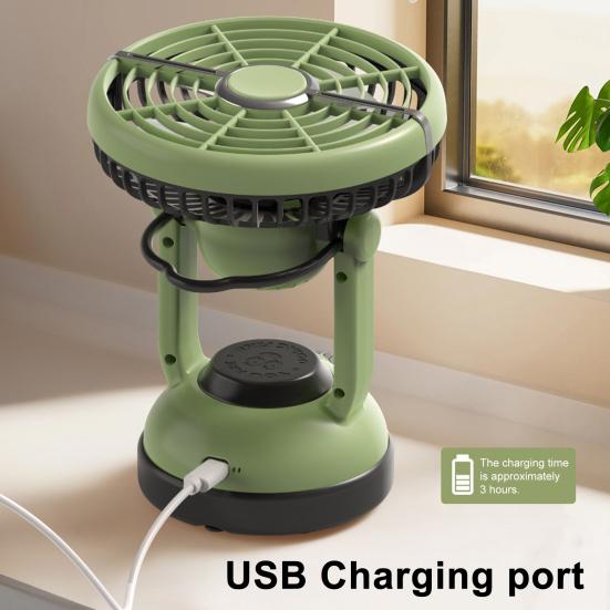 Ventilatore Portatile da Campeggio 1200mAh Ricaricabile con Gancio Appeso Piccolo Ventilatore da Soffitto per Tenda Camper Letto Auto