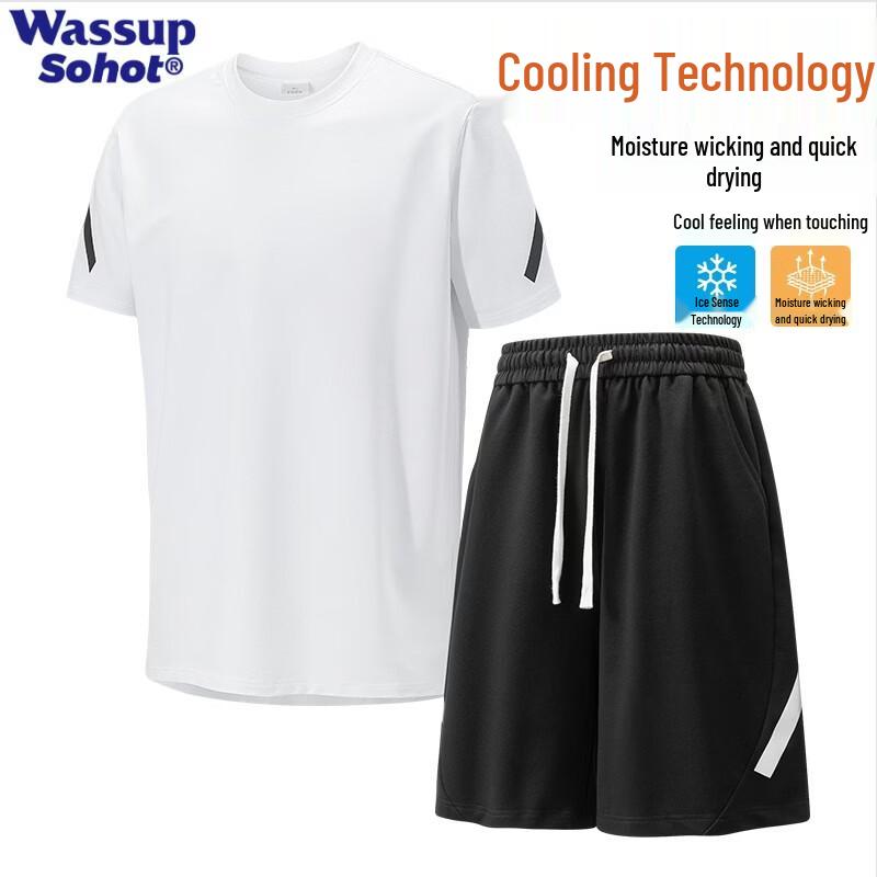 Wassup Sohot Men s Ice Silk Quick-Dry Sports Set 4XL