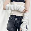 Women'S Bow-Knot Hand Sleeve Half-Finger Gloves Knitted Wool Ribbon Sleeves Fashionable Ballet Style Arm Sleeves