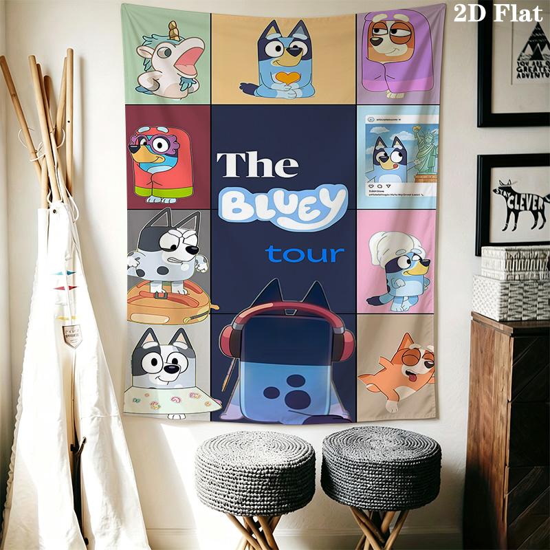 Bluey Bingo Heart Print Tapestry Background Cloth Fashion Print Gift Background Wall Hanging Cloth Wall Decoration