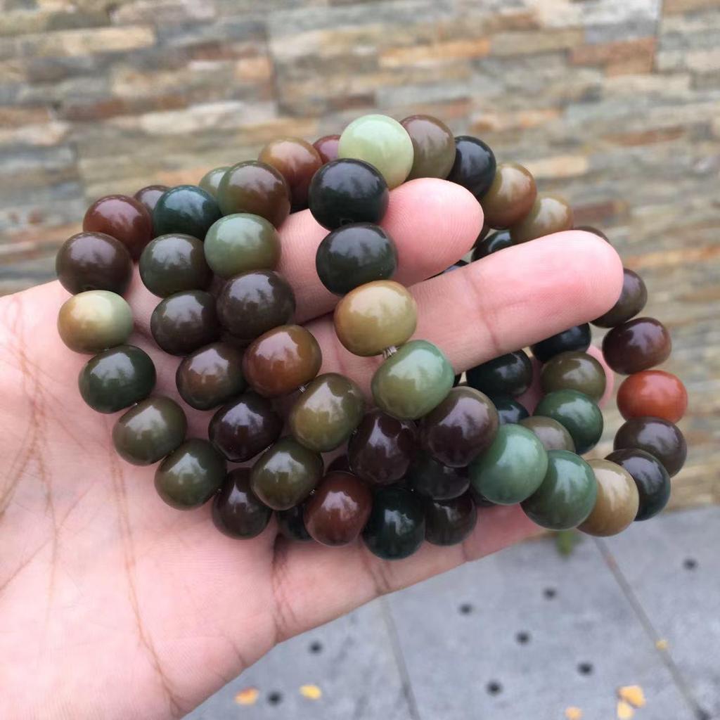 Dunhuang Rainbow-Style Bodhi Root Prayer Beads Bracelet