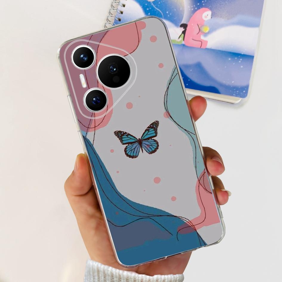 For Huawei Pura 70 Pro Plus Case Fashion Flowers Clear Soft Silicone Shockproof Phone Cover For Huawei Pura 70 Pro Pura70 Bumper