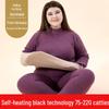 "Unisex Plus Size Thermal Underwear Set - Thick Lambskin, Round Neck for Autumn/Winter"