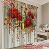 Set Of 2 Modern Red Yellow Floral Curtains Digital Printing Bright Blossom Green Leaves Pattern Window Decor Living Room Curtain Polyester Perfect For