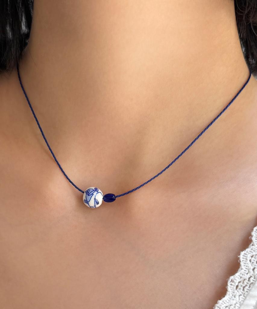 Fantastic Planet Ceramic Blue String Necklace (2Type)