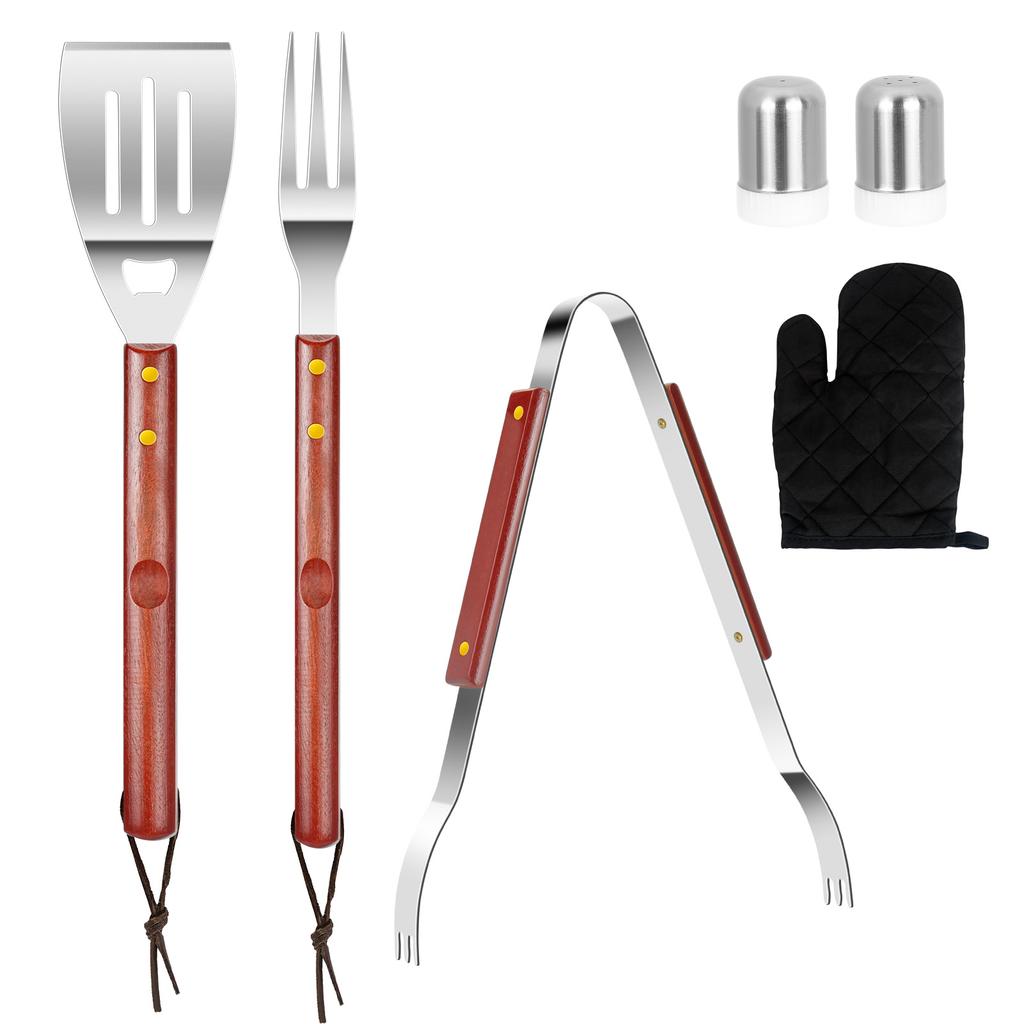 Outdoor BBQ Cooking Tools Practical Grilling Fork Tongs Spatula For Camping